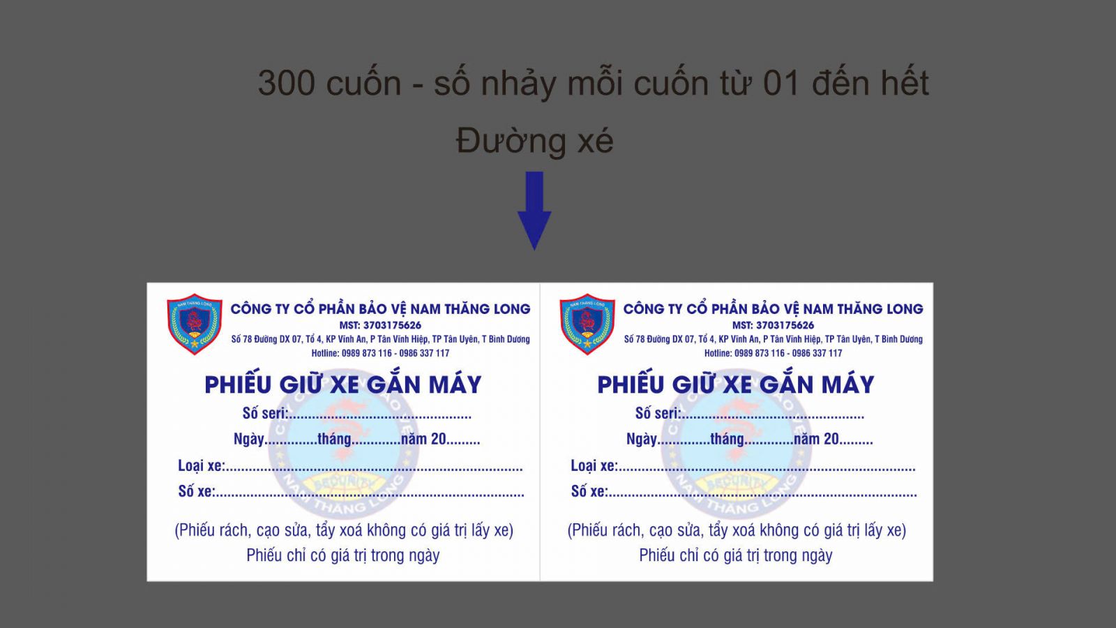 PHIẾU GIỮ XE GẮN MÁY